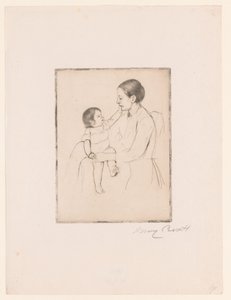 Láska Pohlazení Matka a dítě od Mary Cassatt (signed by artist)