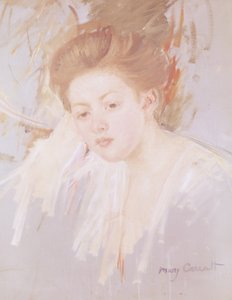 Hlava mladé dívky (pastel na papíře) od Mary Cassatt