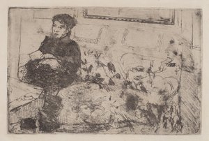 Interiér: Na pohovce od Mary Cassatt