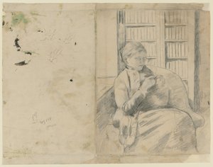 Knitting in the Library recto, Knitting in the Library verso, c. 1881. od Mary Cassatt