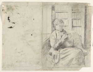 Pletení v knihovně recto, c. 1881. od Mary Cassatt