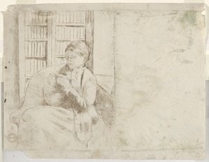 Pletení v knihovně verso, c. 1881. od Mary Cassatt