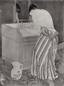 La Toilette, 1891 (suchá jehla a akvatinta na papíře) od Mary Cassatt