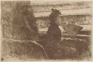 Dáma v černém, v logu, tváří vpravo od Mary Cassatt