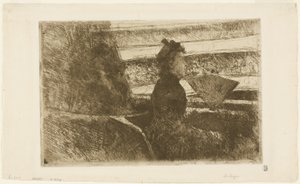 Dáma v černém, v logu, tváří vpravo od Mary Cassatt