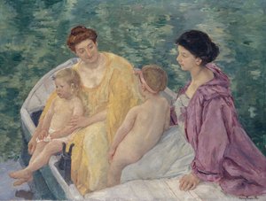 Le Bain Dvě matky a jejich děti na lodi od Mary Cassatt