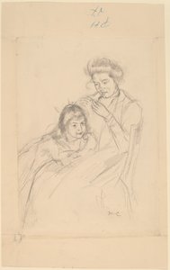 Margot opřená o Reineovo koleno od Mary Cassatt