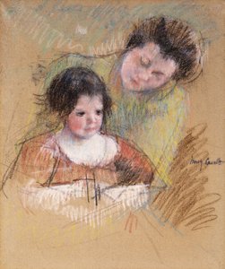 Reine naklánějící se přes Margotino rameno, od Mary Cassatt
