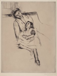 Reine a Margot sedí na pohovce č. 2, c. 1902. od Mary Cassatt