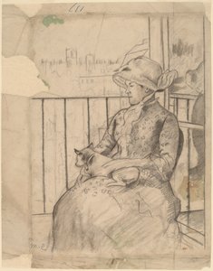 Susan na balkóně se psem [recto] od Mary Cassatt