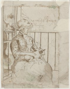 Susan na balkóně se psem [verso] od Mary Cassatt