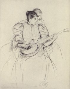 Lekce hry na banjo od Mary Cassatt
