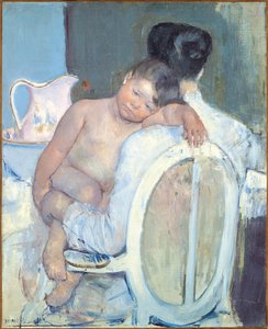 Žena sedící s dítětem v náručí od Mary Cassatt