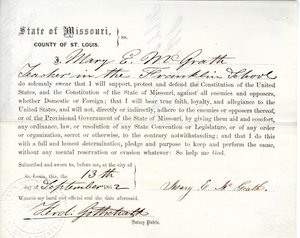 Věrnostní přísaha Mary E. McGrath z Missouri, hrabství St. Louis od Mary E. McGrath