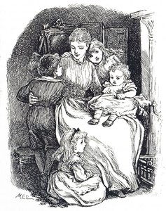 Ilustrace zobrazující matku se svými dětmi od Mary Ellen Edwards