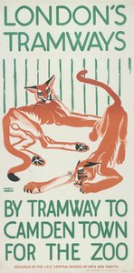 „Tramvají do Camden Town za Zoo“, plakát LCC Tramways London County Council, 1924 od Mary I Wright