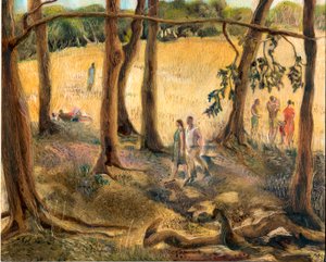 Pod stromy, Hampstead Heath, 2002 (olej na palubě) od Mary Kuper