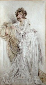 Edwardian Lady (akvarel na papíře) od Mary L. Gow