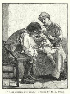 Silas Marner - Dítě se zmocnilo jeho hlavy (rytina) od Mary L. Gow