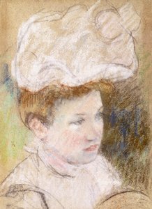 Leontine v růžovém nadýchaném klobouku, 1898 od Mary Cassatt