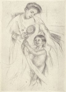 Pohled do ručního zrcátka #3 (inkoust) od Mary Stevenson Cassatt