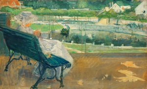 Lydia sedící na verandě, háčkování, kolem roku 1881 od Mary Cassatt