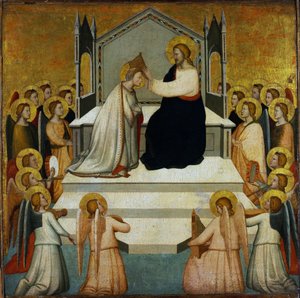 Korunovace Panny Marie - Korunovace Panny Marie - Maso di Banco (?-1348) - 1335-1340 - Tempera na panelu - 51,2x51,7 - Muzeum Szepmuveszeti, Budapešť