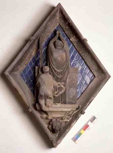 Eucharistie, reliéfní dlaždice z Campanile (mramor a keramika)