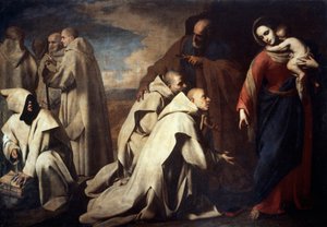 Madonna a svatý Petr utěšující stoupence svatého Bruna, konané v Římě na papežském dvoře (olej na plátně)
