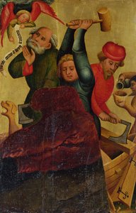Stavba archy z hlavního oltáře sv. Petra v Hamburku, Grabowerův oltář, 1383 (tempera na panelu) od Master Bertram of Minden