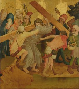 Kristus nesoucí kříž, deska z oltáře sv. Tomáše z kostela sv. Jana v Hamburku, zahájená v roce 1424 (tempera a olej na desce)