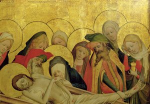 Pohřeb, deska z oltáře sv. Tomáše z kostela sv. Jana v Hamburku, započatý v roce 1424 (tempera a olej na desce) (detail 144552)