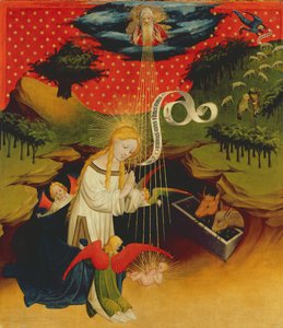 Narození Páně, deska z oltáře sv. Tomáše z kostela sv. Jana v Hamburku, započato v roce 1424 (tempera a olej na desce)