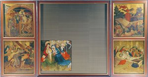 Oltář svatého Tomáše z kostela sv. Jana v Hamburku, zahájený v roce 1424 (tempera a olej na desce)