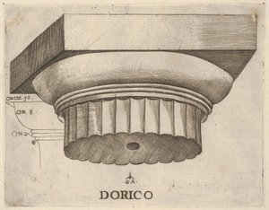 dórská kapitála s mírami, ca. 1537.