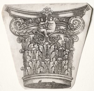 Základna a kapitál s Putti, kolem 1525-1550. od Master G. A. with the man