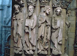 Detail Portico de la Gloria zobrazující kámen apoštolů