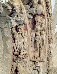 Detail Portico de la Gloria s výjevy z Pekelného kamene