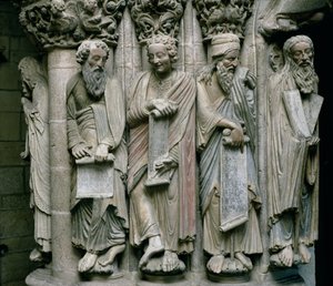 Detail Portico de la Gloria s kamenem starozákonních proroků