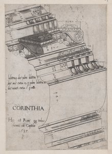 Entablatura z Vespasiánova chrámu, Řím, 1537., 1537