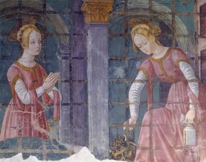 Itálie, region Piemont, provincie Alessandria, freska v kapli v bazilice Santa Maria Assunta
