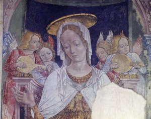 Itálie, region Piemont, provincie Alessandria, freska v kapli v bazilice Santa Maria Assunta