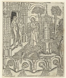 Bůh ukazuje Adamovi a Evě ráj od Master of Delft (attributed to)