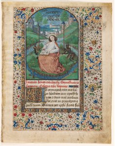 List z knihy hodin: John on Patmos (1 ze 2 vyříznutých listů) od Master of Jacques de Luxembourg