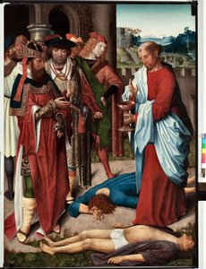Epizoda ze života evangelisty svatého Jana: „Zázrak kalicha jedu“ (Život evangelisty svatého Jana, Svatý Jan vypije kalich jedu) Malba mistra evangelisty San Giovanni (Saint John Evangelist) (konec 15. století) Rozměr 120x90 cm Gen od Master of Saint John Evangelist