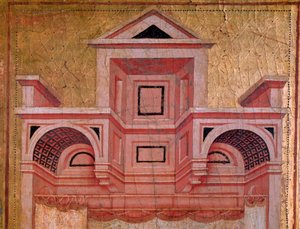 Svatá Cecílie a příběh jejího života (Detail architektury) - oltářní obraz, cca 1290-1320