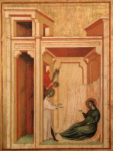Svatá Cecílie a příběh jejího života Detail: Anděl přináší květiny Valerianovi - oltářní obraz, cca 1290-1320