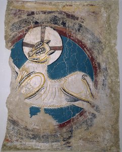 Apokalyptické beránek (ze Sant Climent de Tauell) - Master of Tahull (Mistr Sant Climent de Tauell) (aktivní 12. století) - cca 1123 - Fresco - 146x113 - Museu Nacional d