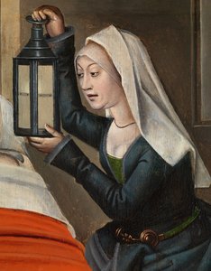 Detail zlého řezníka, z oltářního obrazu sv. Mikuláše, kolem 1486-93 (olej na desce)