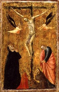 PD.8-1955 Ukřižování s Pannou a SS. Jan Evangelista, František z Assisi a Marie Magdalena, kolem 1345 (tempera na panelu) od Master of Verrucchio